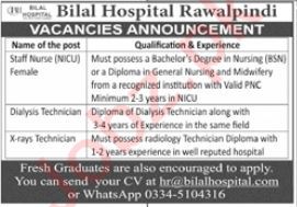 Job Opportunities at Bilal Hospital Rawalpindi