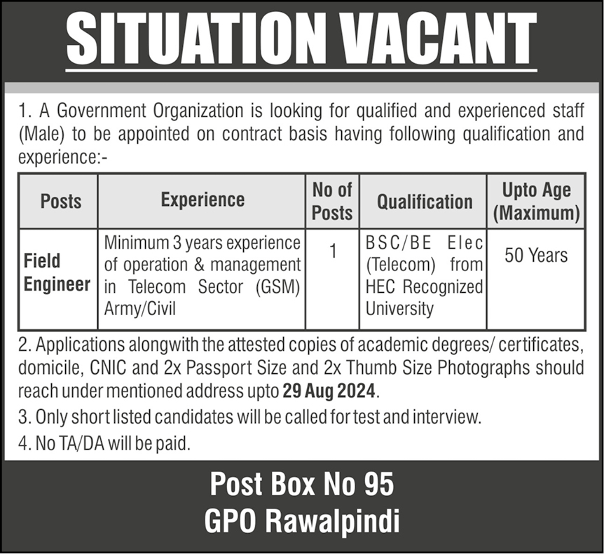 Government Organization Engineering Posts