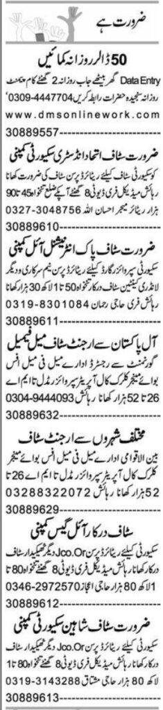 Manager and Security Supervisor Jobs in Faisalabad