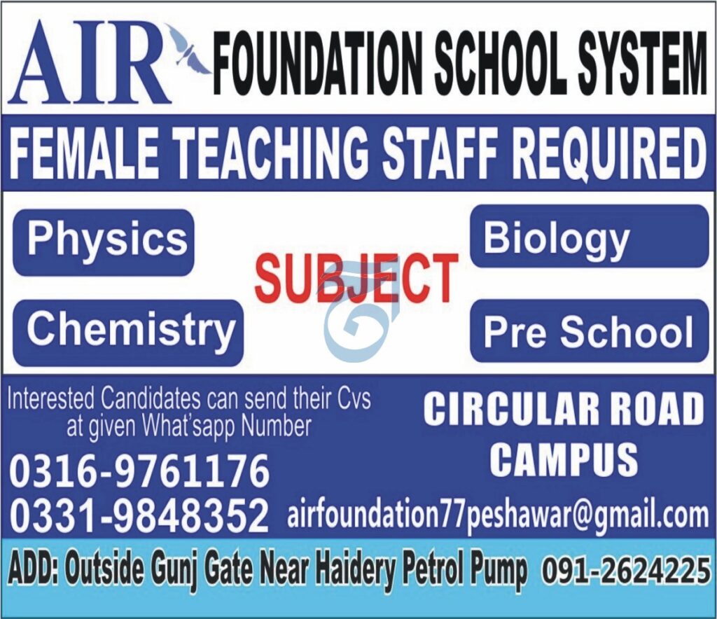 Air Foundation School System Peshawar jobs