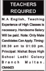 English Teacher Job opportunities