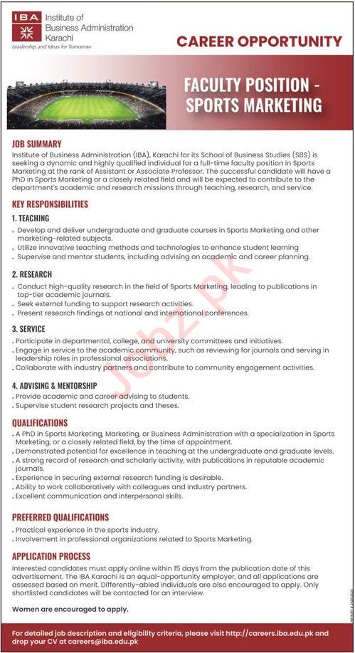 Institute of Business Administration (IBA) Karachi - Latest Jobs
