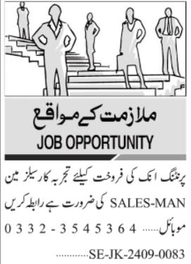 Latest Private Company Sales Posts Karachi 2024
