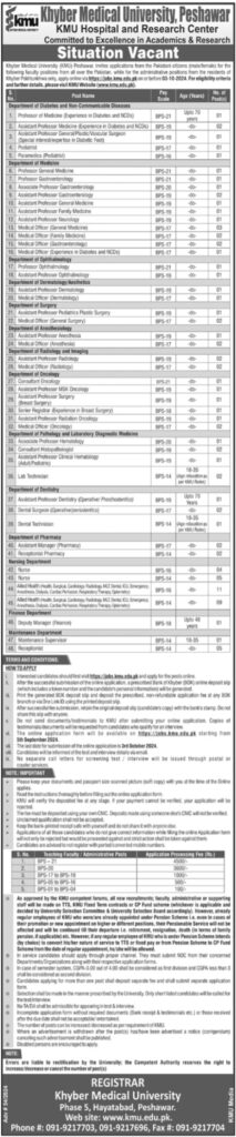 Khyber Medical University Peshawar Job Opportunities