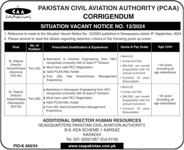 Pakistan Civil Aviation Authority (CAA) Job Opportunities