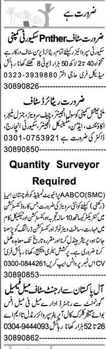 Security Supervisor and Quantity Surveyor jobs
