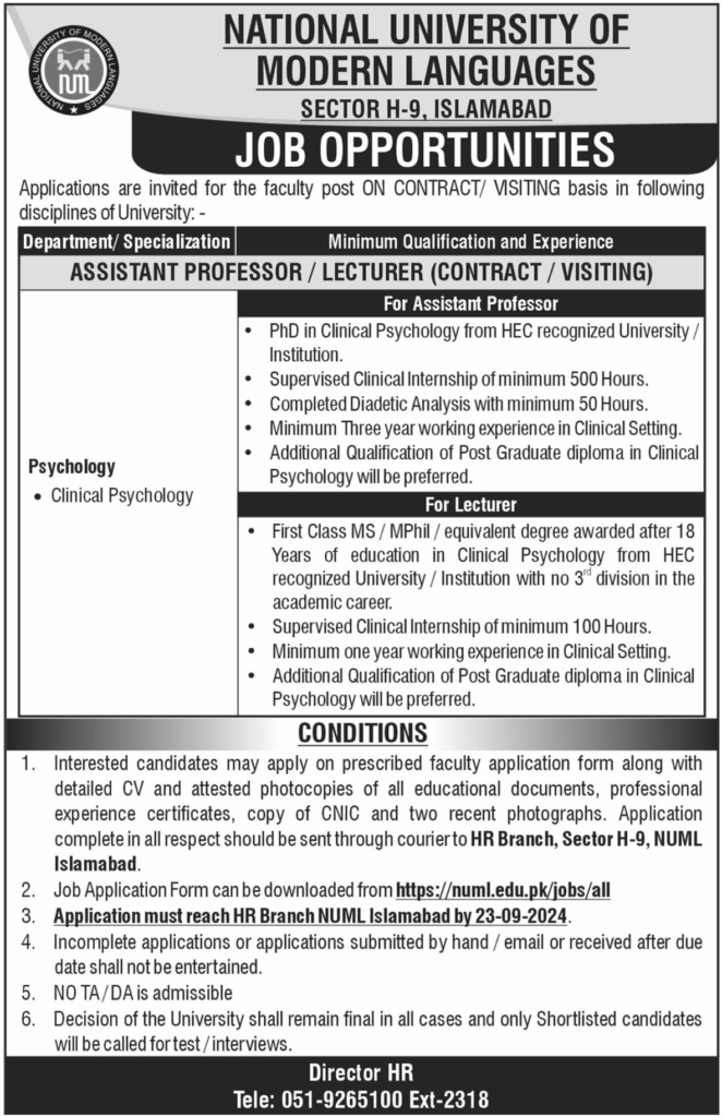 Teaching Jobs at the National University of Modern Languages