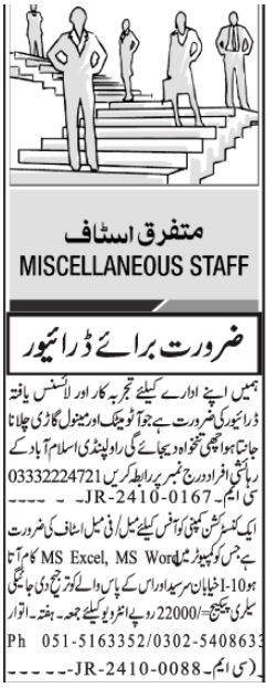 Latest Job Openings for Computer Operators and Drivers in Islamabad 2024