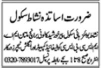 Latest Nishat School Education Posts Multan 2024