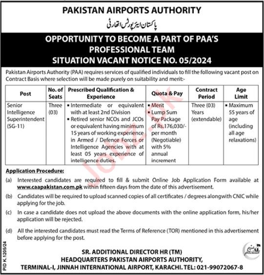 Pakistan Airports Authority (PAA) Job Opportunities