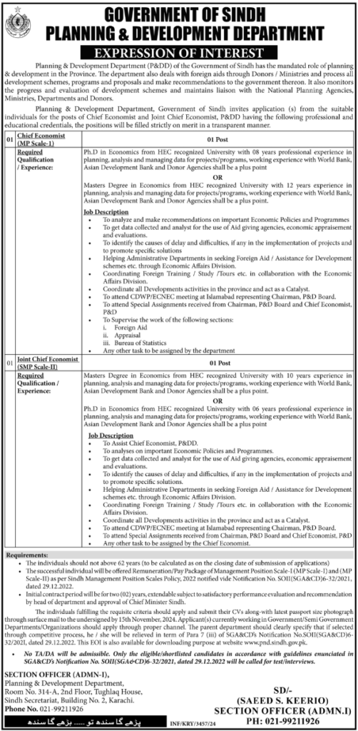 Planning and Development Department Lahore Job Opportunities