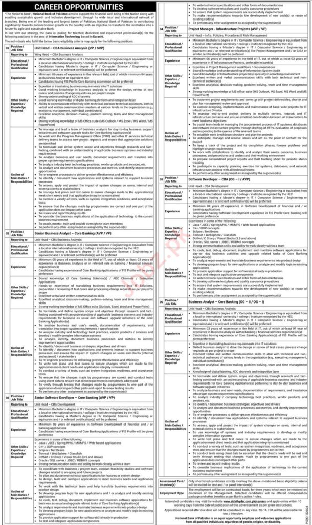 National Bank of Pakistan (NBP) Job Opportunities